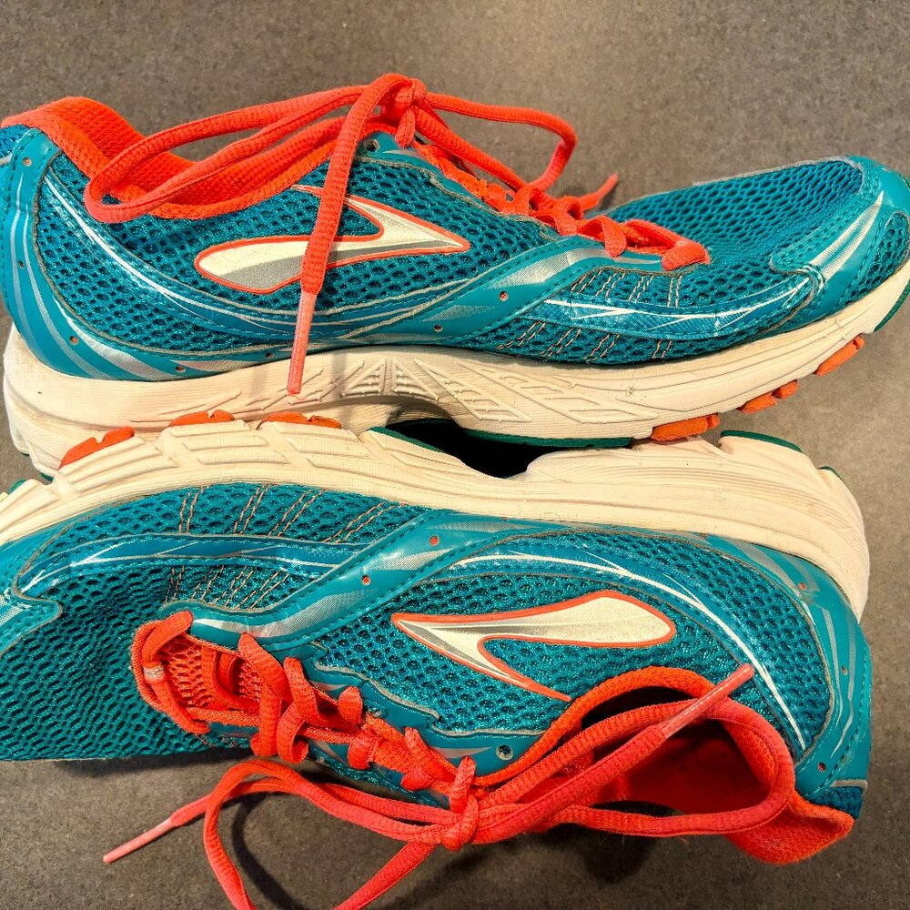 Brooks Launch Shoes Womens Size 8 Teal Orange Running Comfort Walking Sneakers
